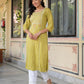 Juniper Lime Viscose Geometric Printed Kurta - Swadesiicart