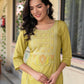 Juniper Lime Viscose Geometric Printed Kurta - Swadesiicart