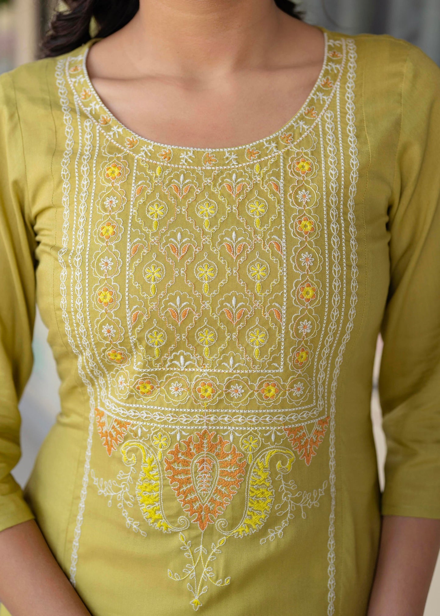 Juniper Lime Viscose Geometric Printed Kurta - Swadesiicart