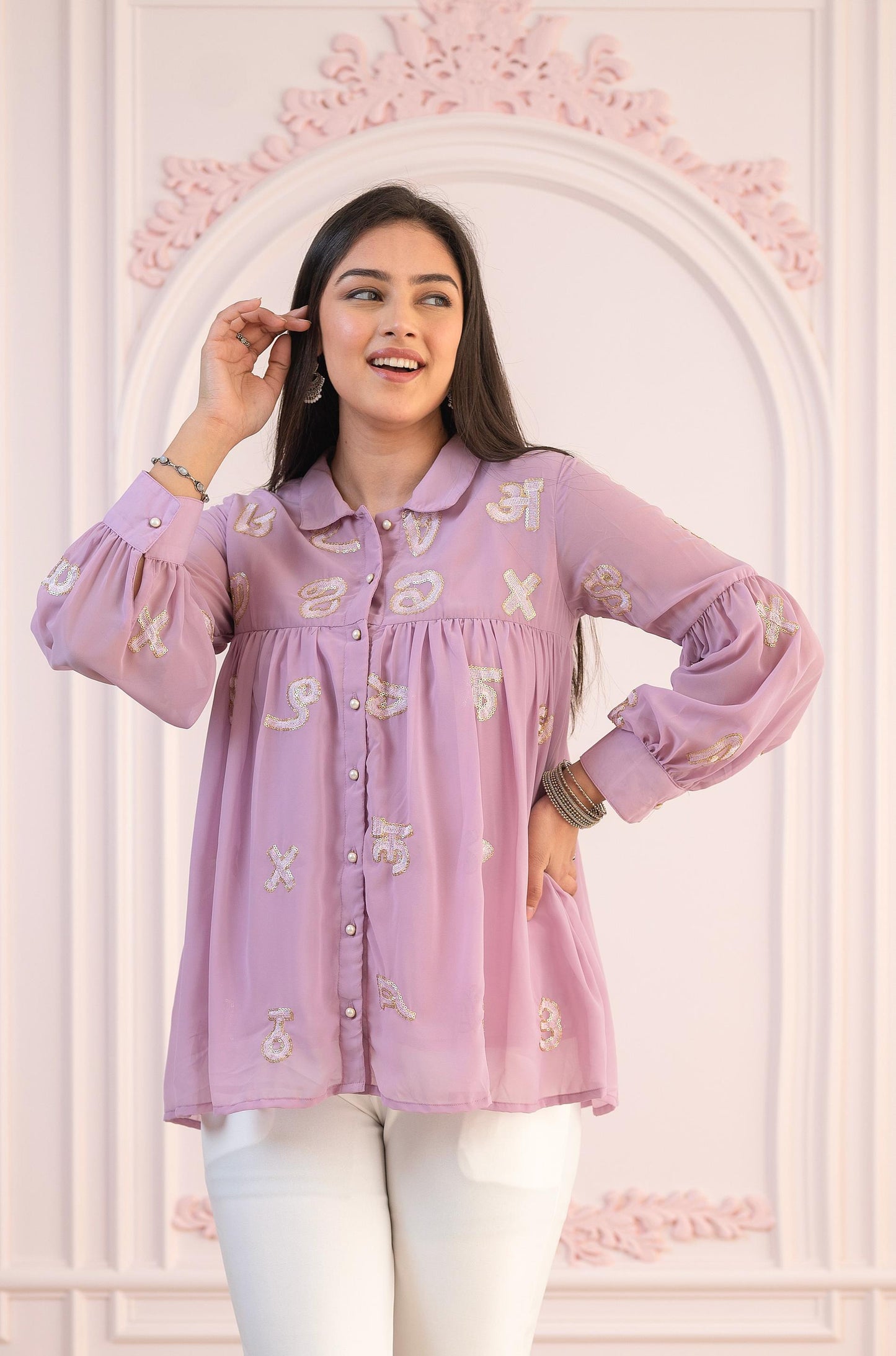Juniper Lavender Embroidered Cotton Kurta with Pant - Swadesiicart
