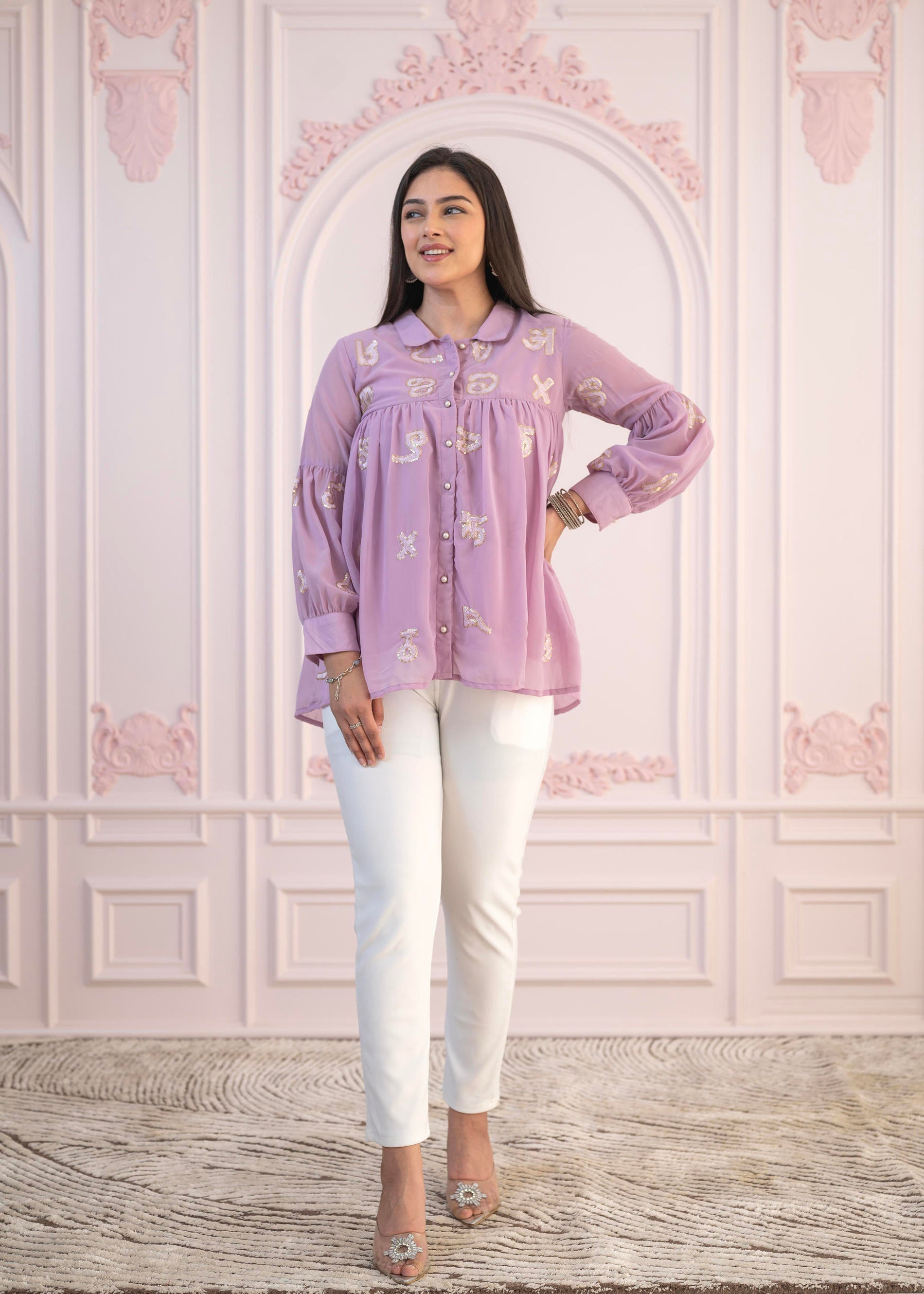 Juniper Lavender Embroidered Cotton Kurta with Pant - Swadesiicart