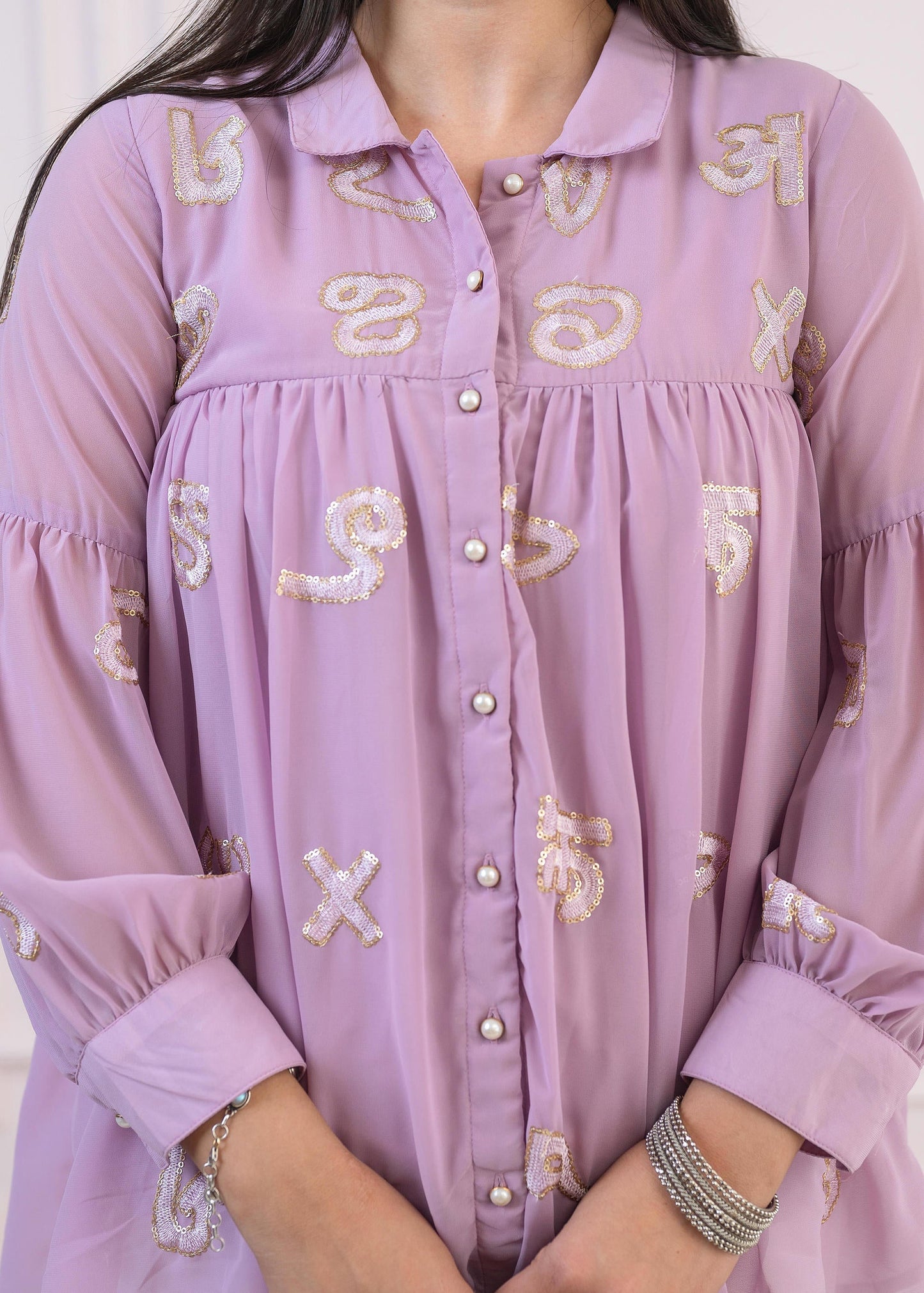 Juniper Lavender Embroidered Cotton Kurta with Pant - Swadesiicart