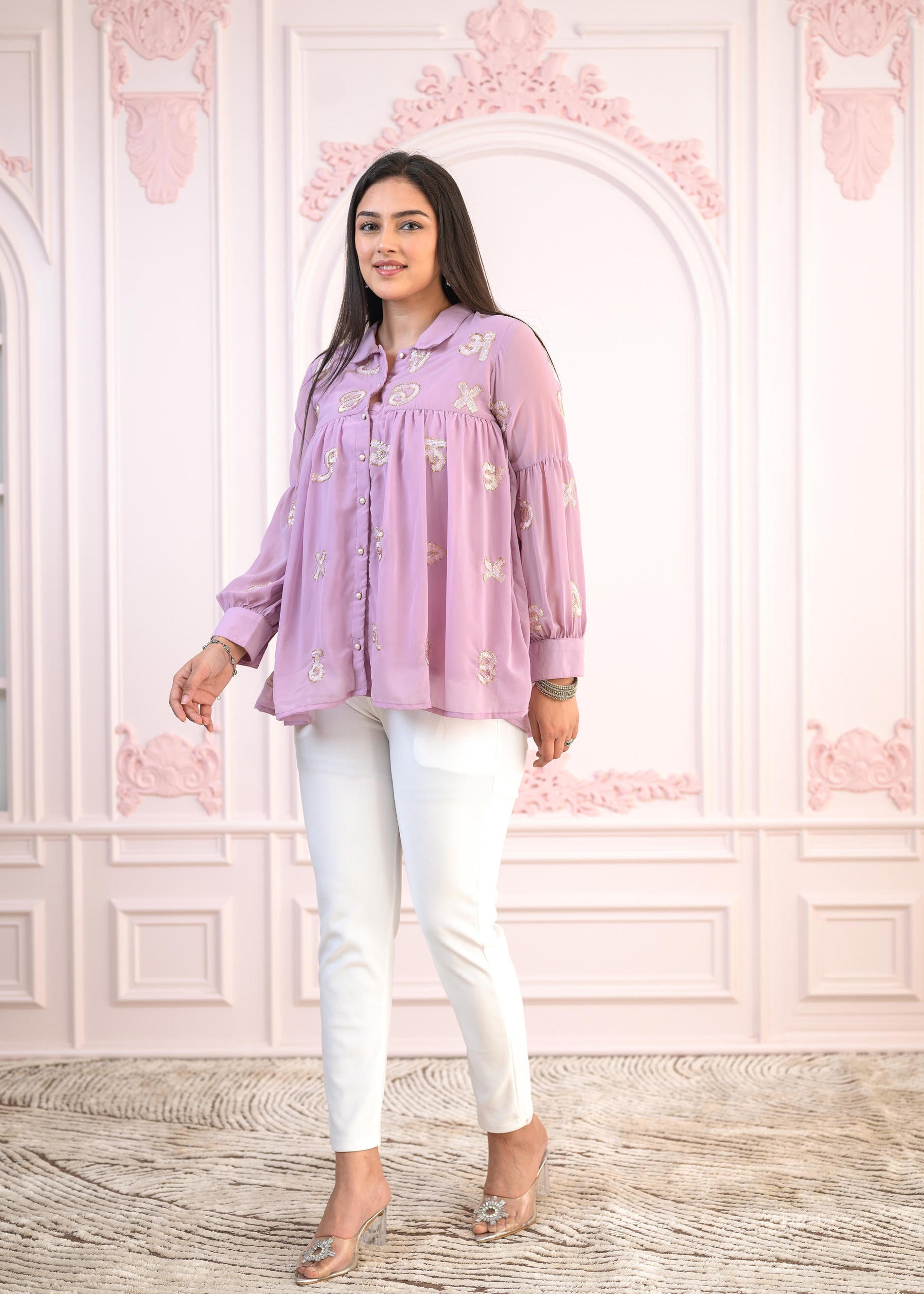 Juniper Lavender Embroidered Cotton Kurta with Pant - Swadesiicart