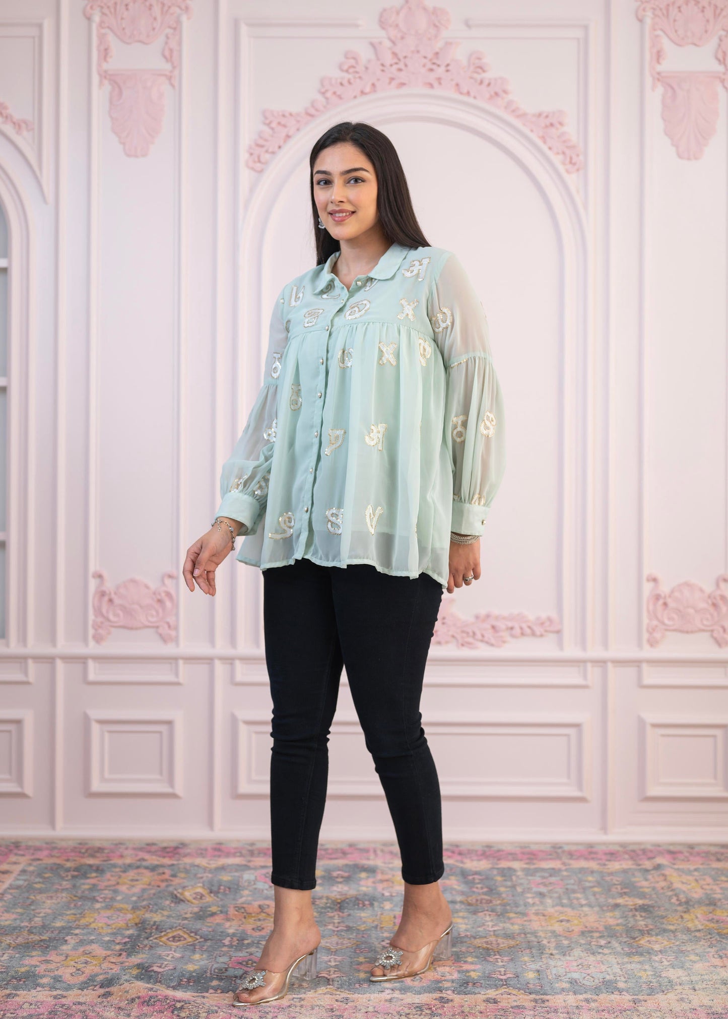 Juniper Mint Embroidered Cotton Kurta with Pant - Swadesiicart