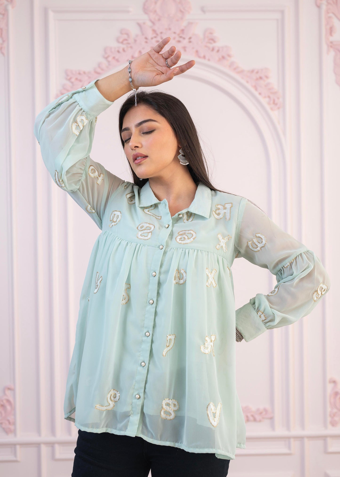 Juniper Mint Embroidered Cotton Kurta with Pant - Swadesiicart