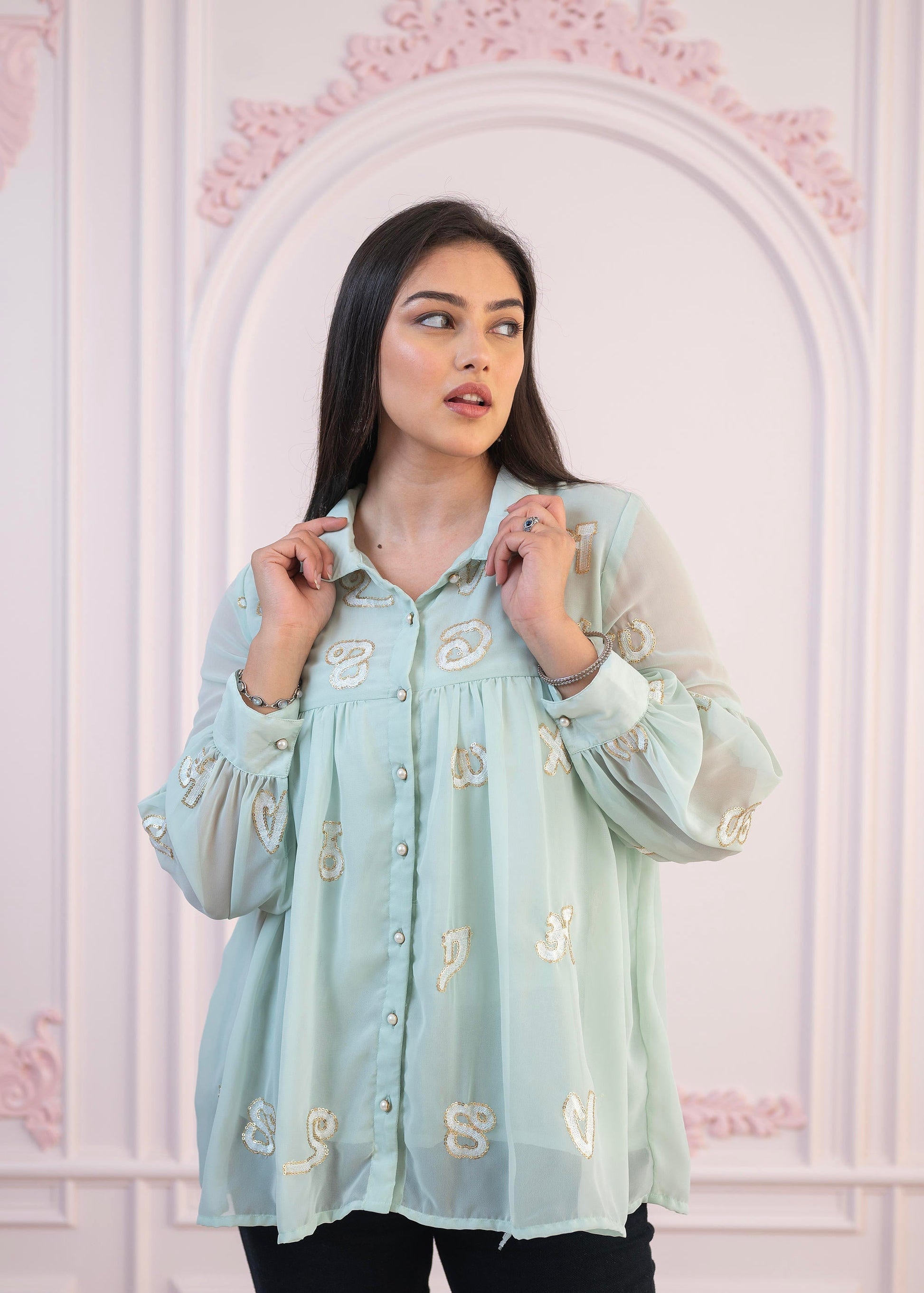Juniper Mint Embroidered Cotton Kurta with Pant - Swadesiicart