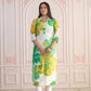 Juniper Green Floral Printed Viscose Kurta with Button Closure - Swadesiicart