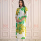 Juniper Green Floral Printed Viscose Kurta with Button Closure - Swadesiicart
