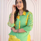 Juniper Green & Yellow Printed Viscose Kurta With Button Details - Swadesiicart