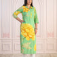 Juniper Green & Yellow Printed Viscose Kurta with Button Details - Swadesiicart