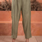 Juniper Olive Embroidered Kurta And Solid Bottom With Cotton Lace And Buttons - Swadesiicart
