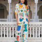 Juniper Multicolor Abstract Printed Co-Ord Set In White Base - Swadesiicart