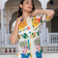 Juniper Multicolor Abstract Printed Co-Ord Set In White Base - Swadesiicart