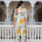 Juniper Multicolor Abstract Printed Co-Ord Set In White Base - Swadesiicart