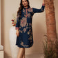 Juniper Midnight Blue Floral Printed Viscose Kurta With Button Detailing - Swadesiicart