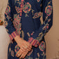Juniper Midnight Blue Floral Printed Viscose Kurta With Button Detailing - Swadesiicart