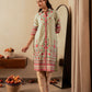 Juniper Sage Green Floral Printed Viscose Kurta With Button Detailing - Swadesiicart