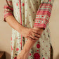Juniper Sage Green Floral Printed Viscose Kurta With Button Detailing - Swadesiicart