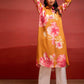 Juniper Mustard Floral Printed A-Line Kurta With Button Detailing - Swadesiicart