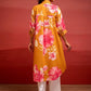 Juniper Mustard Floral Printed A-Line Kurta With Button Detailing - Swadesiicart