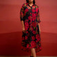 Juniper Black Floral Printed A-Line Kurta With Inner And Button Detailing - Swadesiicart
