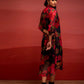Juniper Black Floral Printed A-Line Kurta With Inner And Button Detailing - Swadesiicart
