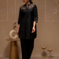 Juniper Black Solid Viscose Tunic And Pants Co-Ord Set With Thread Work And Button Detailing - Swadesiicart