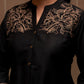 Juniper Black Solid Viscose Tunic And Pants Co-Ord Set With Thread Work And Button Detailing - Swadesiicart