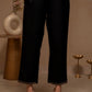 Juniper Black Solid Viscose Tunic And Pants Co-Ord Set With Thread Work And Button Detailing - Swadesiicart
