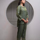Juniper Fuchsia Green Solid Viscose Tunic And Pants Co-Ord Set With Zari Work And Button Detailing - Swadesiicart