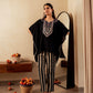 Juniper Black Solid Viscose Kaftan And Pants Co-Ord Set With Mirror And Thread Work - Swadesiicart