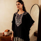 Juniper Black Solid Viscose Kaftan And Pants Co-Ord Set With Mirror And Thread Work - Swadesiicart