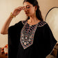 Juniper Black Solid Viscose Kaftan And Pants Co-Ord Set With Mirror And Thread Work - Swadesiicart