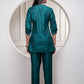 Juniper Bottlegreen Solid Viscose Gathered Tunic And Pants Co-Ord Set With Thread Work - Swadesiicart
