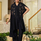 Juniper Black Embroidered Cape Co-Ord Set - Swadesiicart