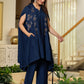Juniper Navy Embellished Kaftan & Pant Co-Ord Set With Sequins And Beads - Swadesiicart