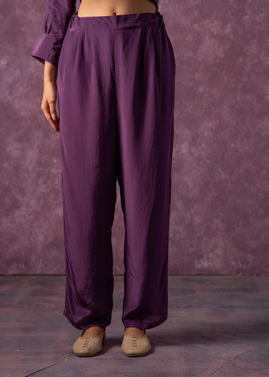 Juniper Viscose Purple Embellished Tunic And Pant Co-Ord Set With Bead Details - Swadesiicart