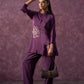 Juniper Viscose Purple Embellished Tunic And Pant Co-Ord Set With Bead Details - Swadesiicart