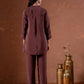 Juniper Coffee Brown Embellished Viscose Co-Ord Set With Bead Detailing - Swadesiicart