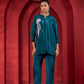 Juniper Teal Embellished Viscose Co-Ord Set With Bead Detailing - Swadesiicart