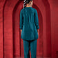 Juniper Teal Embellished Viscose Co-Ord Set With Bead Detailing - Swadesiicart