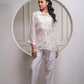 Juniper Viscose Off White Embroidered Shirt, Cami & Pant Co-Ord Set With Zari Work - Swadesiicart