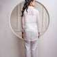 Juniper Viscose Off White Embroidered Shirt, Cami & Pant Co-Ord Set With Zari Work - Swadesiicart