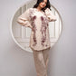 Juniper Viscose Linen Cream Maroon Embellished Shirt And Pant Co-Ord Set With Sequin & Bead Details - Swadesiicart