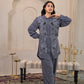Juniper Viscose Linen Grey Embellished Shirt And Pant Co-Ord Set With Sequin & Bead Details - Swadesiicart