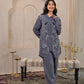 Juniper Viscose Linen Grey Embellished Shirt And Pant Co-Ord Set With Sequin & Bead Details - Swadesiicart