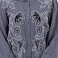 Juniper Viscose Linen Grey Embellished Shirt And Pant Co-Ord Set With Sequin & Bead Details - Swadesiicart