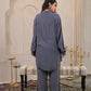 Juniper Viscose Linen Grey Embellished Shirt And Pant Co-Ord Set With Sequin & Bead Details