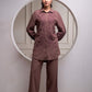 Juniper Brown Embellished Viscose Co-Ord Set With Bead Details - Swadesiicart