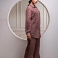 Juniper Brown Embellished Viscose Co-Ord Set With Bead Details - Swadesiicart